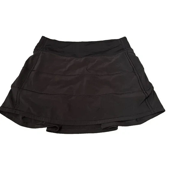 Lululemon Women Solid Black Pace Rival Skirt 4-way Stretch Golf Skort Sz 6 Gym - Picture 2 of 7